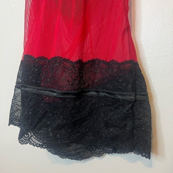 Fredrick’s of Hollywood Lace Sparkly Mesh Halter Chemise Slip Lingerie Medium - Picture 3 of 6
